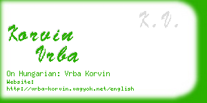 korvin vrba business card